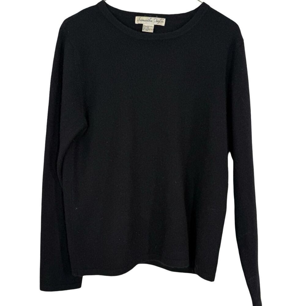 Samantha Taylor Womens 100% Cashmere Black Sweater Sz M Quiet Luxury Minimalist